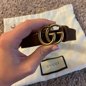 Authentic Gucci Marmont Thin Leather Brown Belt